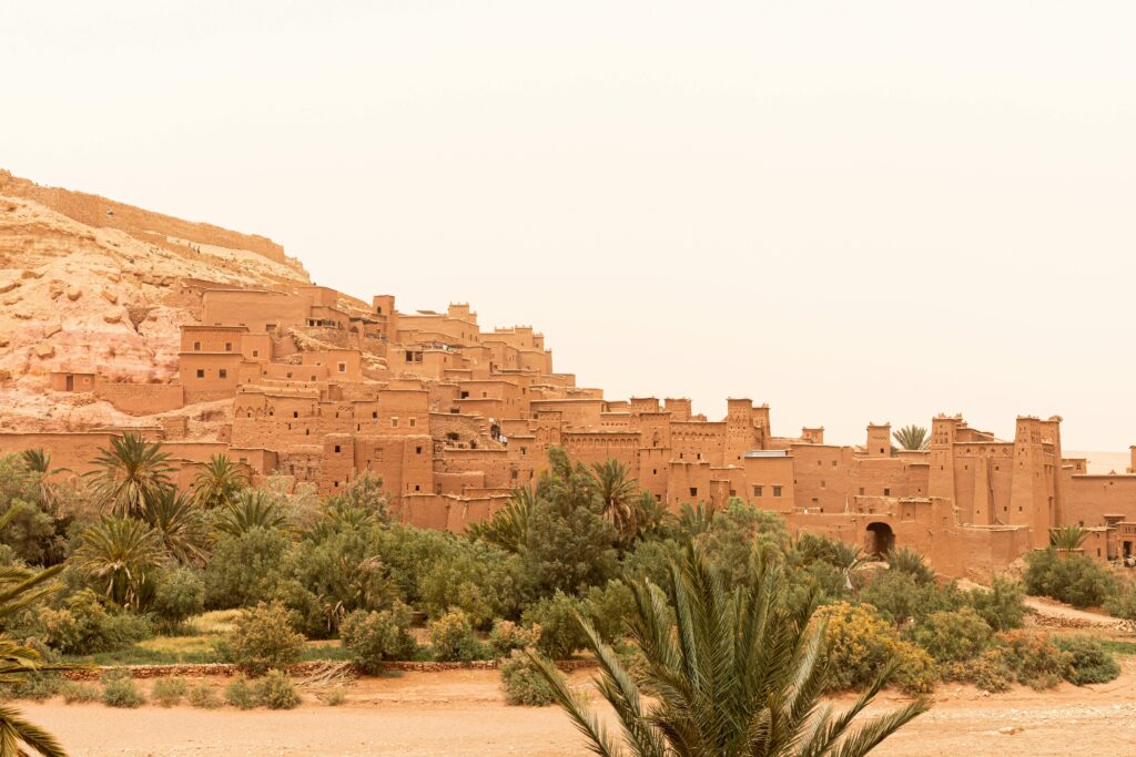 Explore the historic Ait Ben Haddou, a UNESCO World Heritage site in Morocco's desert landscape.